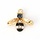 Bee Charm Gold Plated Black with Rhinestones 17x15mm, 3 pieces