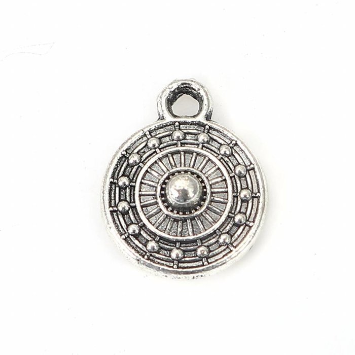 Boho Muntje Bedel Zilver 11x9mm, 8 stuks