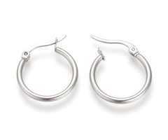 2 stuks Stainless Steel Earrings Silver 20mm