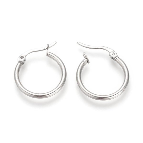 Stainless Steel Hoop Earrings Silver 20mm, 2 pieces