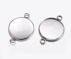 3 stuks Stainless Steel Tussenstuk Zilver 32x22mm voor 20mm Cabochon