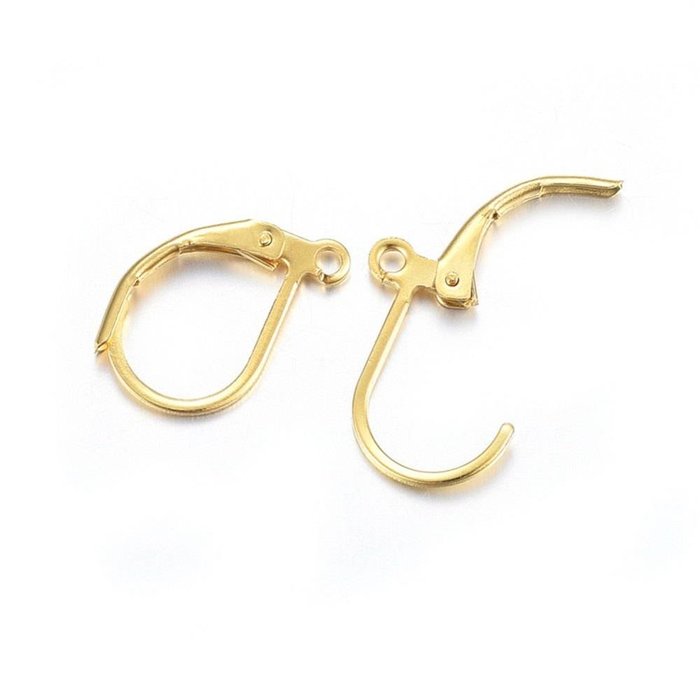 4 pieces Stainless Steel Earring Hooks Gold Plated 16x10mm - A11