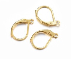 4 pieces Stainless Steel Earring Hooks Gold Plated 16x10mm