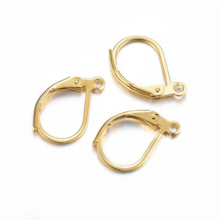 4 pieces Stainless Steel Earring Hooks Gold Plated 16x10mm - A11