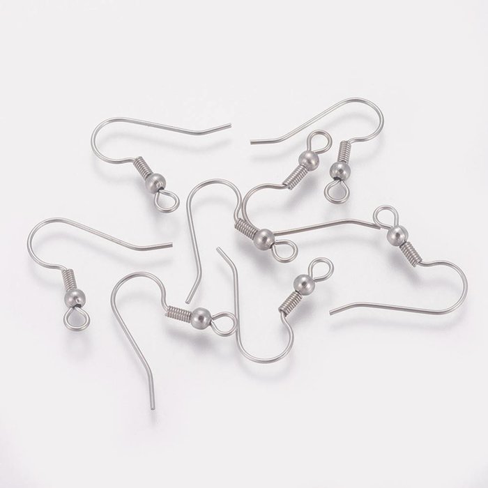 Stainless Steel Earring Hooks Silver 20x21mm, 10 pieces