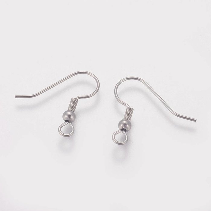 Stainless Steel Earring Hooks Silver 20x21mm, 10 pieces