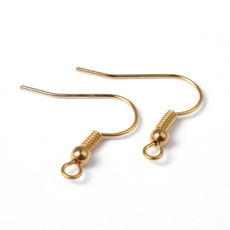 10 pieces Stainless Steel Earring Hooks Gold Plated 20x21mm