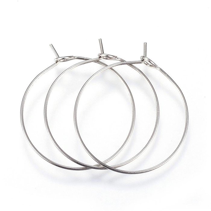 Stainless Steel Hoop Earring Silver  30x25x0.8mm, 4 pieces