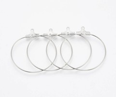 4 pieces Stainless Steel Hoop Earring Silver 44x40x0.8mm