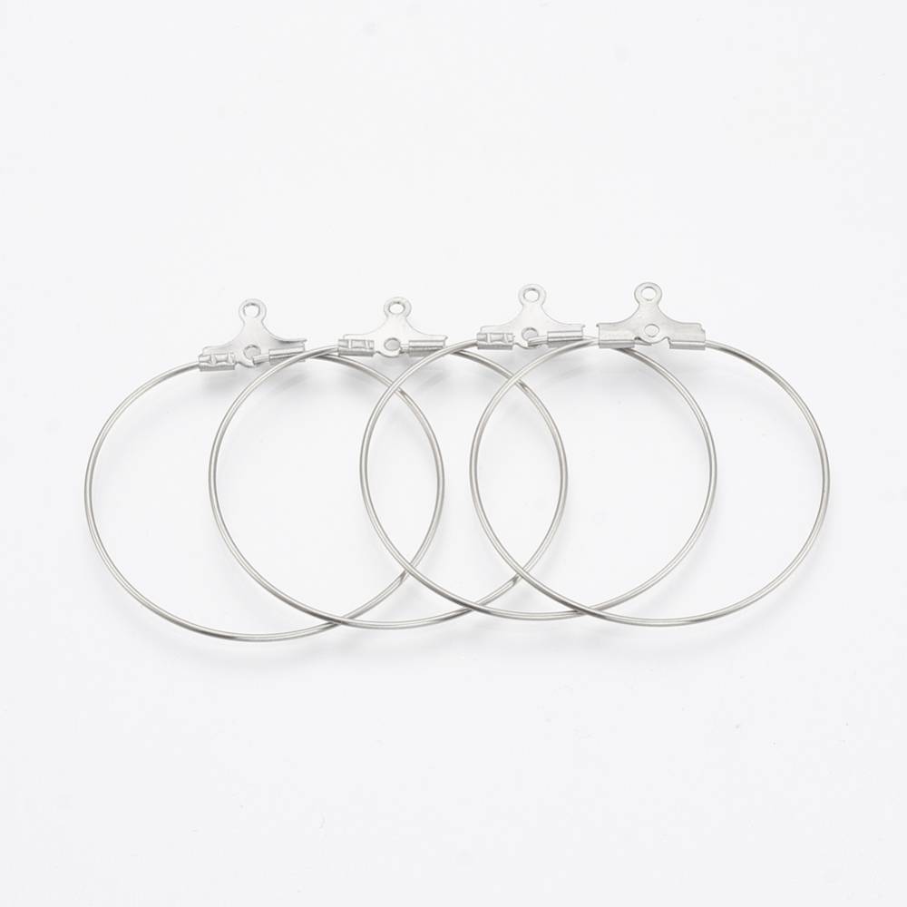 Stainless Steel Hoop Earring Silver 44x40x0.8mm - Beads & Basics