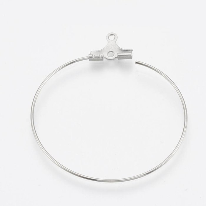 Stainless Steel Hoop Earring Silver 44x40x0.8mm, 4 pieces