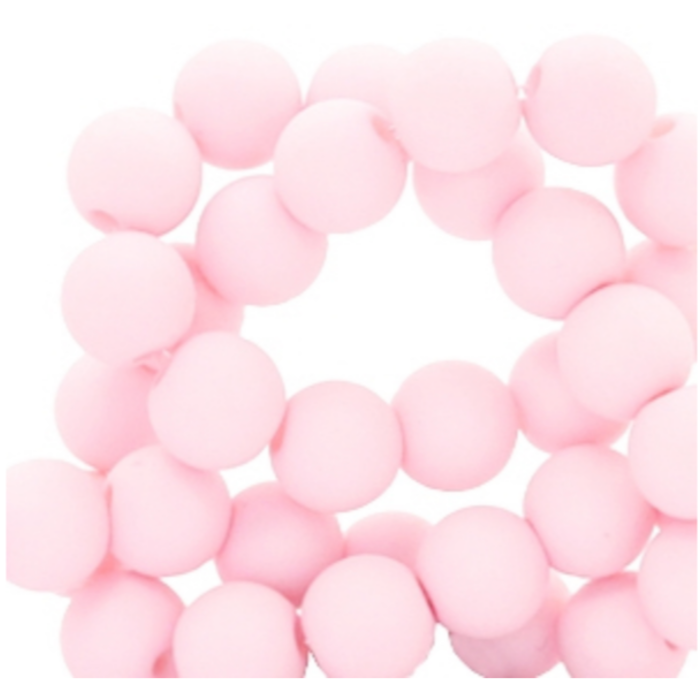 200 stuks Matte Acryl Kralen Licht Roze  4mm