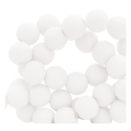 100 pieces Matte White Acrylic Beads 6mm
