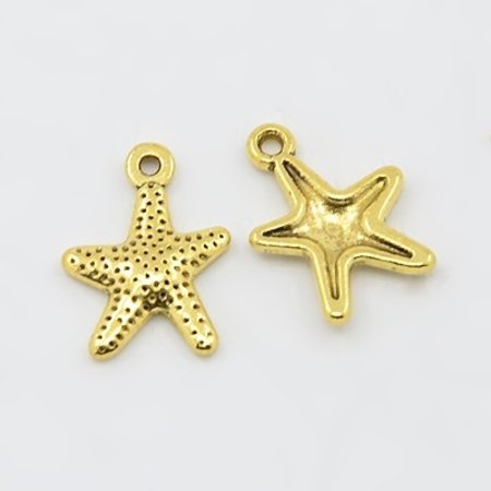 6 pcs Starfish Charm Gold 16x12mm