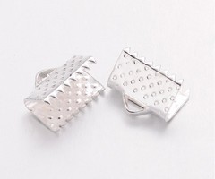 Fold Over Cord Ends Silver 10x7mm, 20 pieces