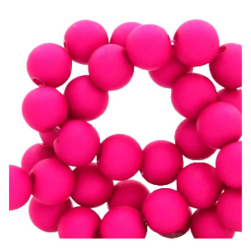 100 pieces Matte Fuchsia Pink Acrylic Beads 6mm 