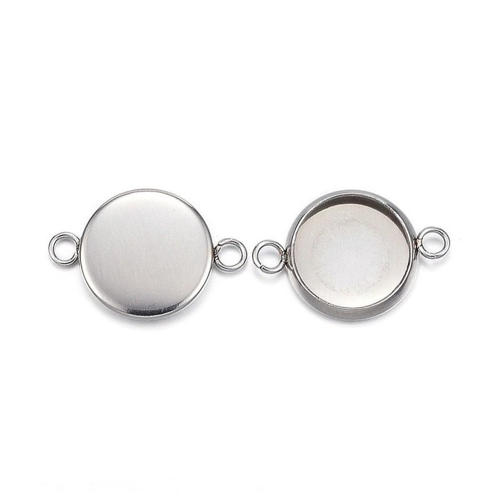 Stainless Steel Tussenzetsel Zilver 17x12mm voor 10mm Cabochon, 3 stuks