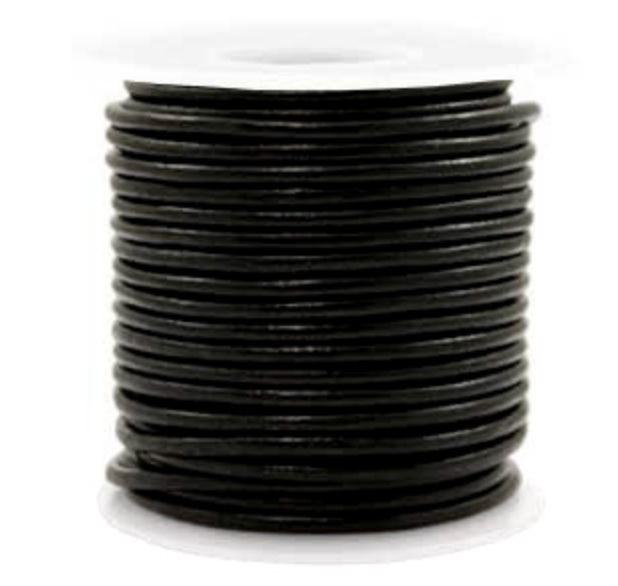 Leather Cord 3mm Black, 1 meter