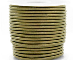 1 meter DQ Leather 3mm Olive Green Metallic