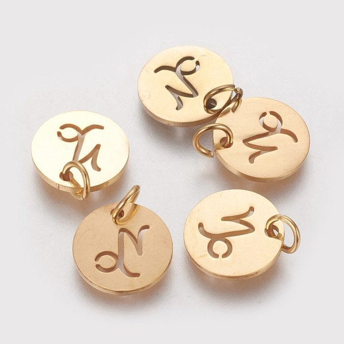 Stainless Steel Sterrenbeeld Bedel Steenbok Gold Plated 12mm