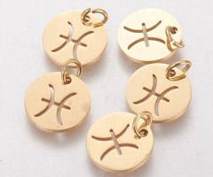 Stainless Steel Vissen Bedel Gold Plated 12mm