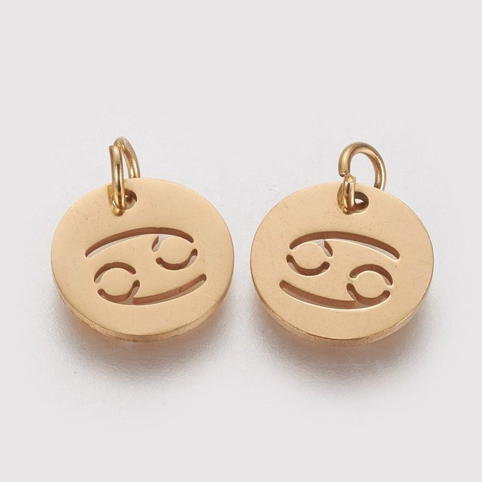 Stainless Steel Sterrenbeeld Bedel Kreeft Gold Plated 12mm