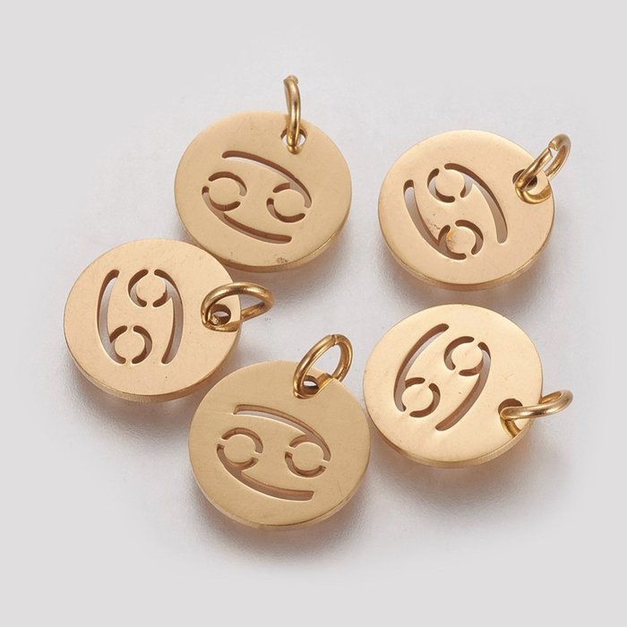 Stainless Steel Sterrenbeeld Bedel Kreeft Gold Plated 12mm