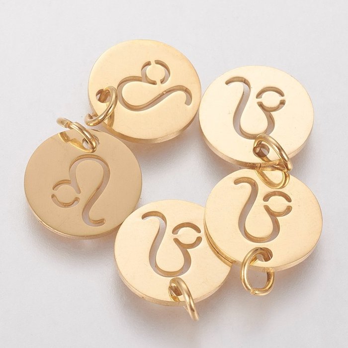Stainless Steel Sterrenbeeld Bedel Leeuw Gold Plated 12mm