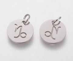 Stainless Steel Capricorn Charm Silver 12mm