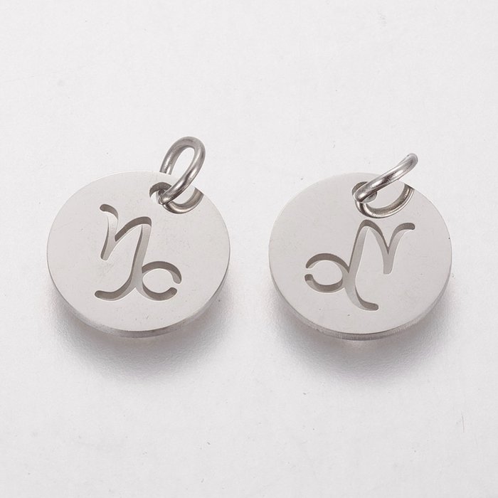 Stainless Steel Zodiac Charm Capricorn Silver 12mm