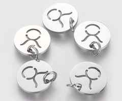 Stainless Steel Taurus Charm Silver 12mm
