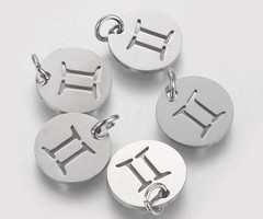 Stainless Steel Gemini Charm Silver 12mm