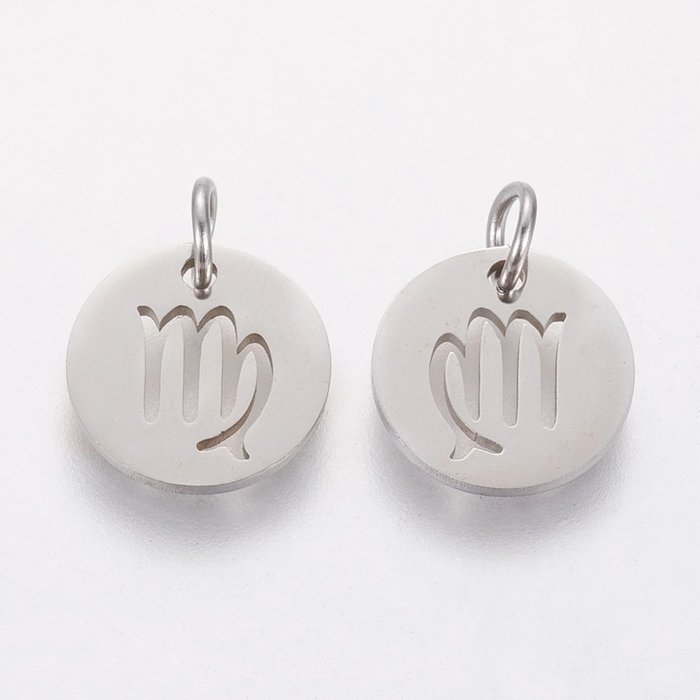 Stainless Steel Zodiac Charm Virgo Silver 12mm