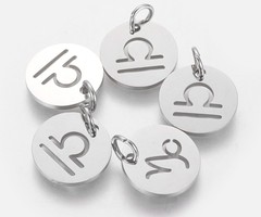 Stainless Steel Libra Charm Silver 12mm