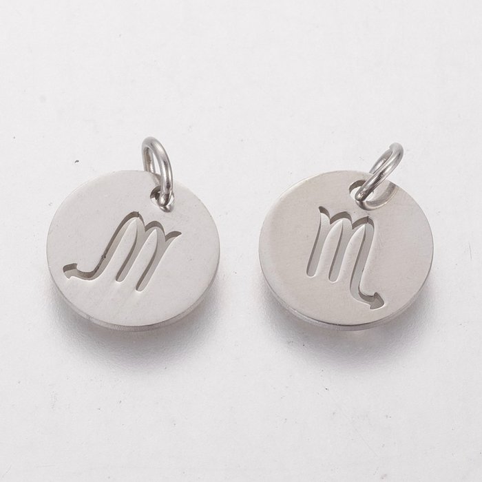 Stainless Steel Zodiac Charm Scorpio Silver 12mm