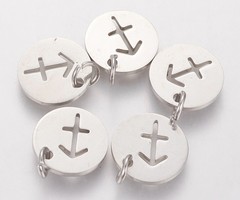 Stainless Steel Sagittarius Charm Silver 12mm