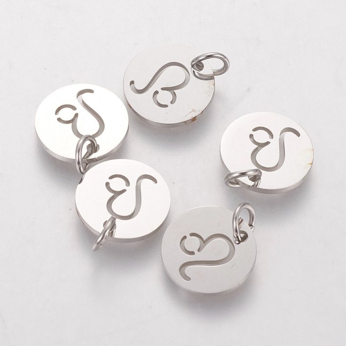 Stainless Steel Zodiac Charm Leo Silver 12mm