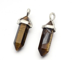 Natural Tiger Eye Bullet Pendant 40x10mm
