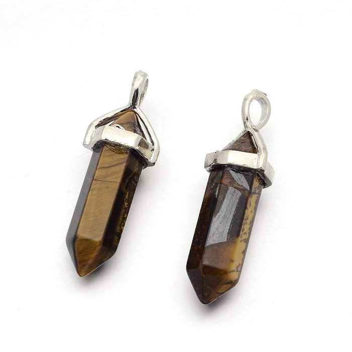 Natural Tijgeroog Bullet Edelsteen Bedel 40x10mm