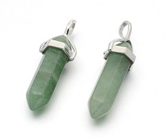 Natural Green Aventurine Bullet Pendant 40x10mm