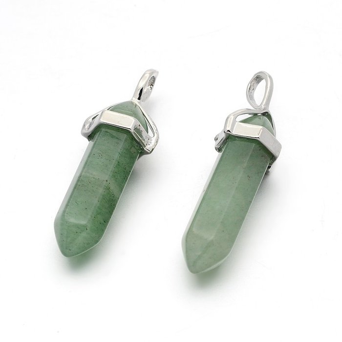 Natural Groen Aventurijn Bullet Edelsteen Bedel 40x10mm