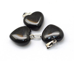 Natural Black Stone Edelsteen Bedel Hart 17x15mm