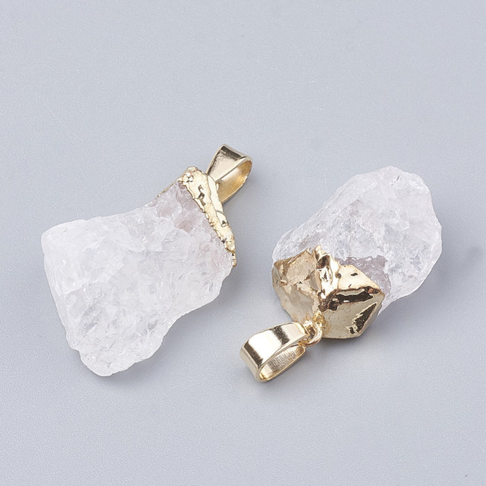 Natural Quartz Crystal Nugget Gemstone Charm 25x15mm