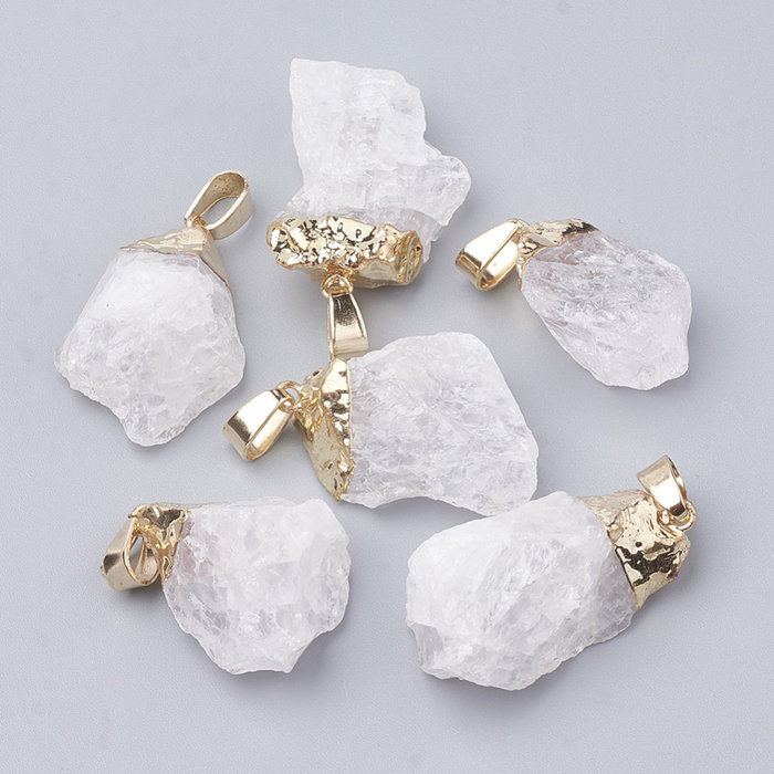 Natural Quartz Crystal Nugget Gemstone Charm 25x15mm