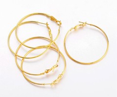 Earring Hoops Gold Plated Nickel Free 40mm, 4 pieces