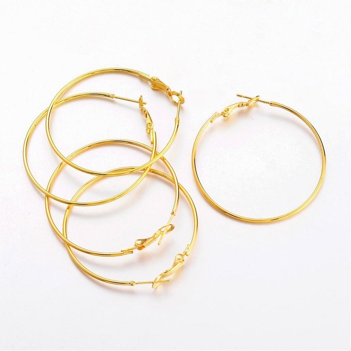 Earring Hoops Gold Plated Nickel Free 40mm, 4 pieces