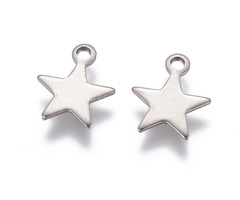5 pieces Stainless Steel Star Charm Silver 10x9mm