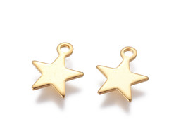 5 pieces Stainless Steel Star Charm Gold Plated 10x9mm