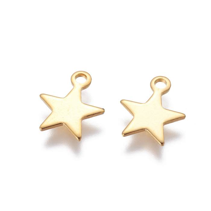 5301 Stainless Steel Star Charm Gold Plated 10x9mm, 5 pieces