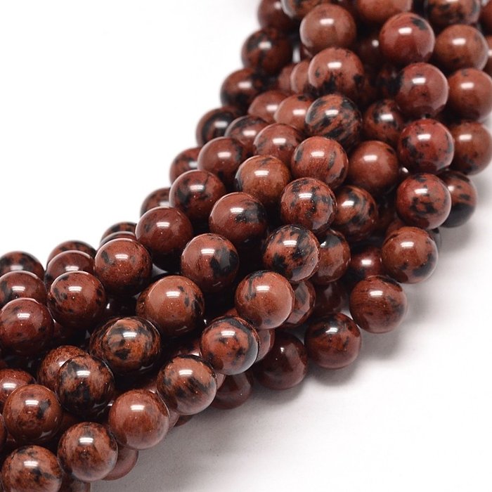 Natural Mahogany Obsidian Gemstone Beads 6mm, strand 56 pieces